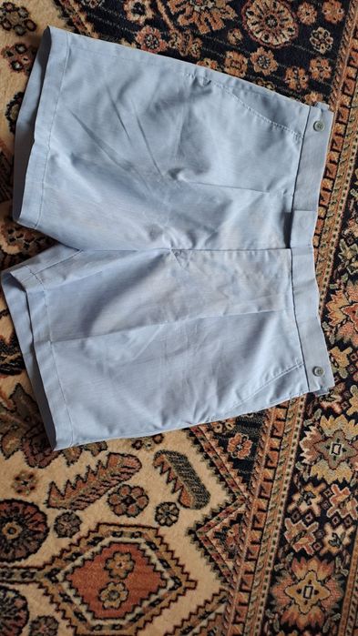 Elegancki szorty spodenki męskie błękitne prążki 43-44cm