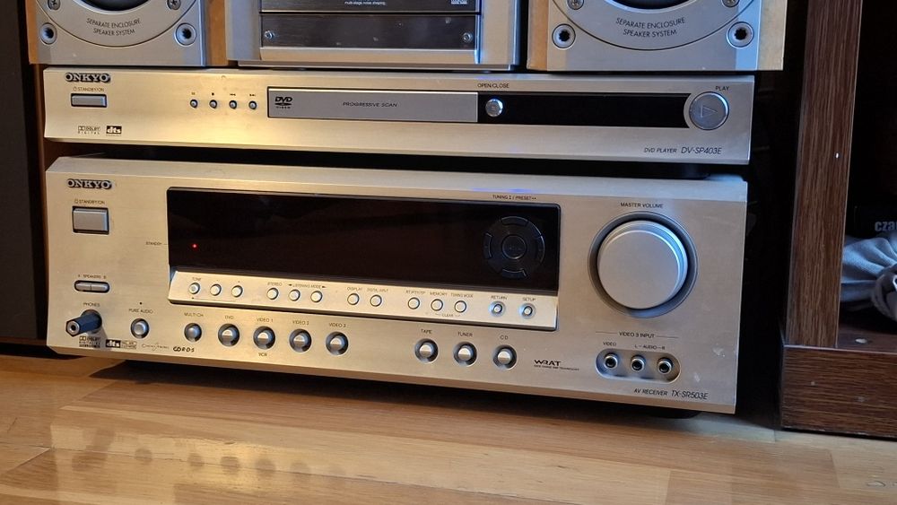 Amplituner + odtwarzacz DVD - ONKYO + zestaw  głośników M-Audio