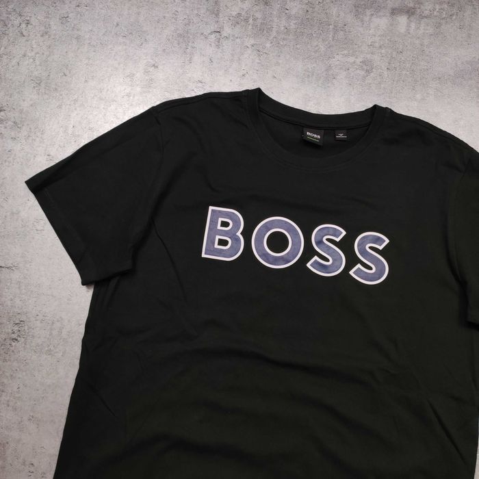 MĘSKA Elegancka PREMIUM Koszulka Ciemna Zieleń Hugo Boss Bawełna Logo