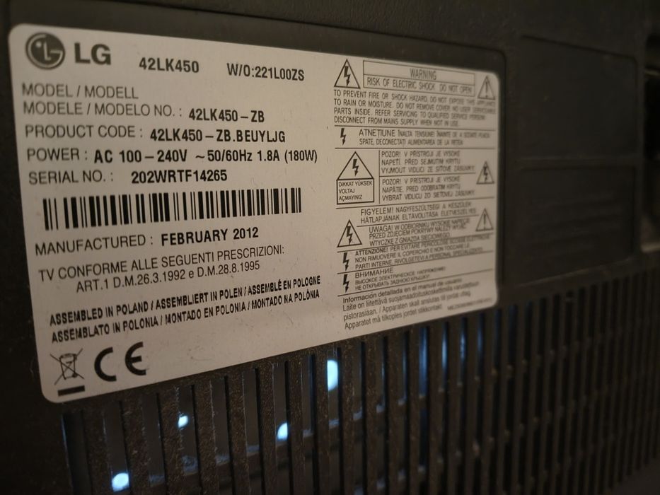 TV 42 LG cale Telewizor bez DVB-T.