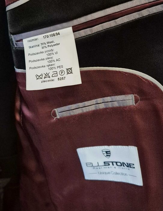 Czarny garnitur smokingowy ślubny spodnie marynarka gratisy 170/108/94