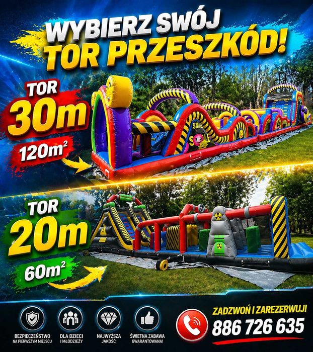 Wynajem dmuchańca karuzel tor przeszkód piana party animator wata