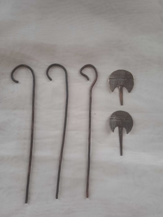 Lote antigo bastões bengalas resplendores santos arte sacra religiosas