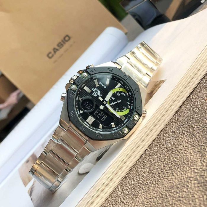 CASIO moda casual negócios coração de aço carvalho modelo ECB-10