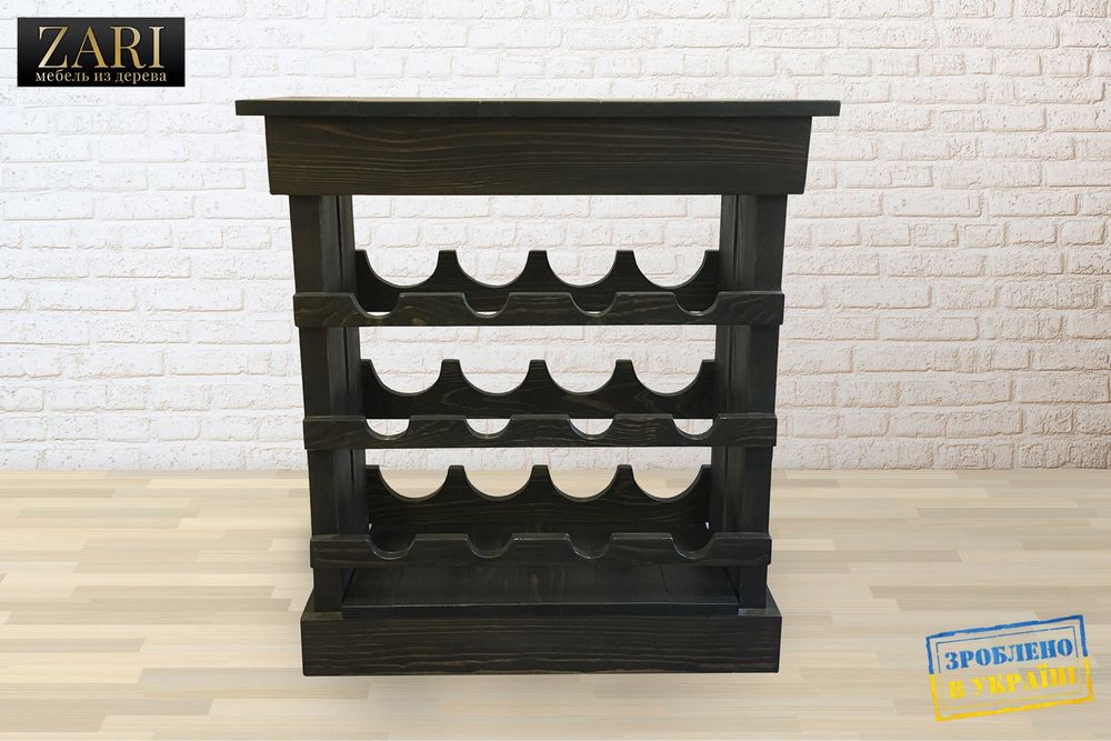 Классическая полка для хранения вина и бокалов.