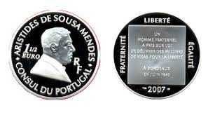 Moeda França 1 1/2 Euro "Aristides de Sousa Mendes" 2007