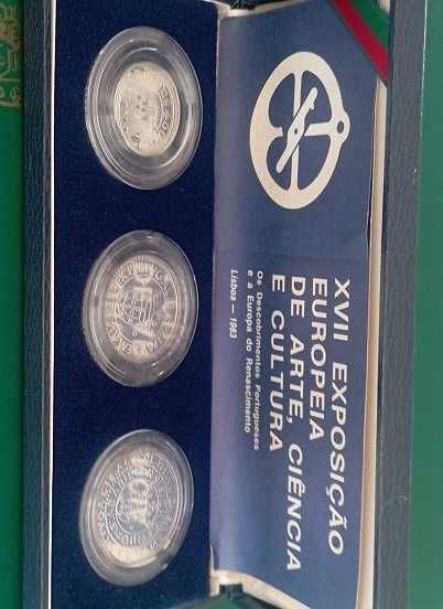 PROOF  XVII EXPOSição   1.000, 750  e 500 Escudos Prata Proof