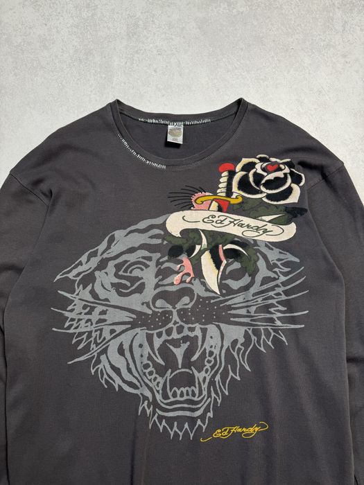 Лонгслив Ed Hardy made in USA женский Y2K с тигром (оригинал)
