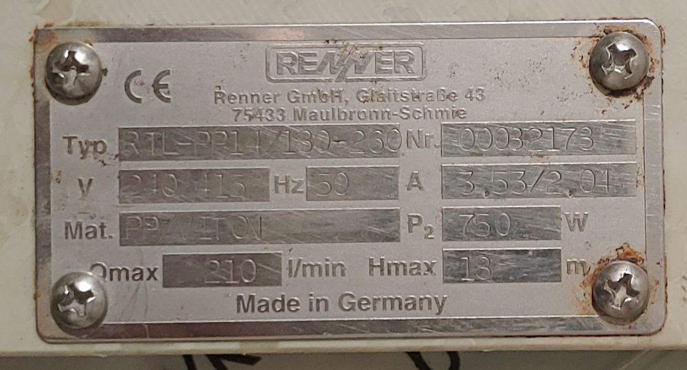 Silnik 0,75kW pompa Renner RTL-PP14/180-260 silnik AEG 750W