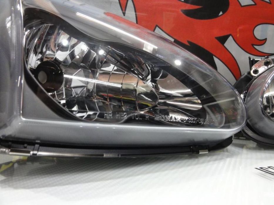 Faróis frontais com lâmpadas HOD 5000k para Honda crx del sol 92-97 Fundo preto JDM look