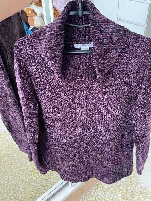 Nowy szenilowy miękki pluszowy sweter damski Liz Claiborne r. S-małe M