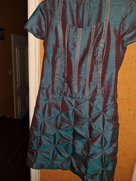 Vestido de cerimónia  azul-petróleo