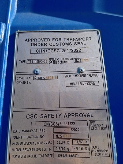 Kontener morski magazynowy , 2021 rok , 40 DV/HC 12 metrowy, używany