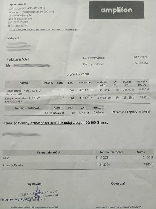 Signia - Pure 312 3AX - Aparat słuchowy Lewy + Prawy