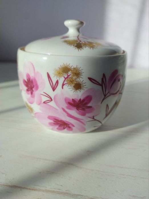 Колекційна цукорниця ЛФЗ із сервізу Сакура, ручний розпис, 1 сорт СССР