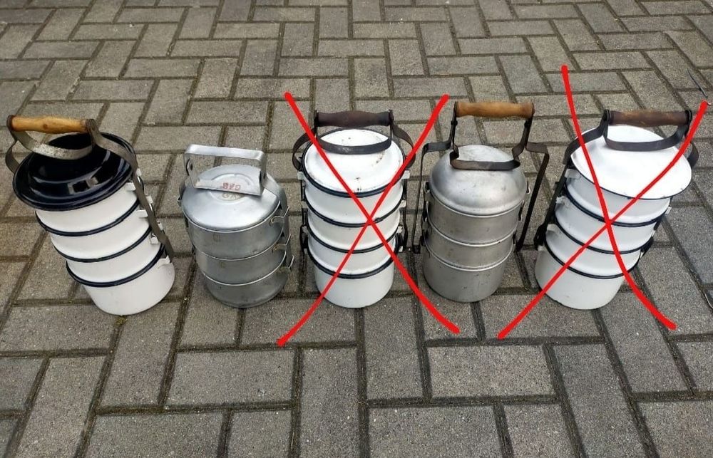 Trojak czworak obiadowy PRL 3 sztuki termos, pojemnik na obiad