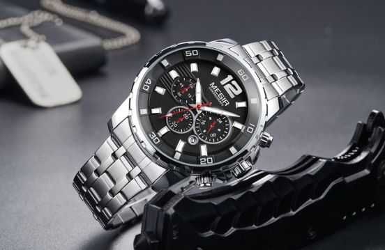 Zegarek Optic Black MS2068G-1 Chronograf, Datownik.