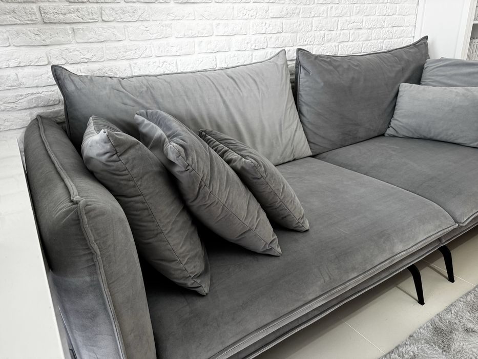 Kanapa sofa welur szara