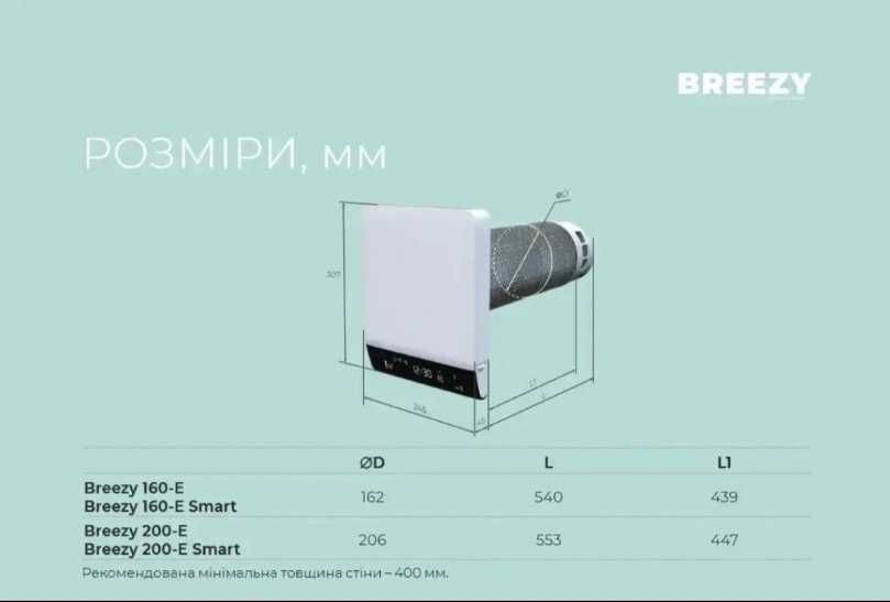 Рекуператор повітря Вентс Брізі, тиха вентиляція + Wi-Fi