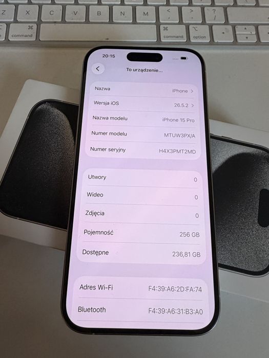 Bateria 95% iPhone 15 Pro 256gb White Titanium Stan Idealny