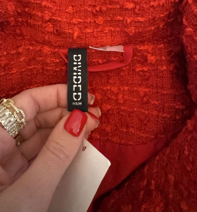 Твідовий жакет H&M червоного кольору