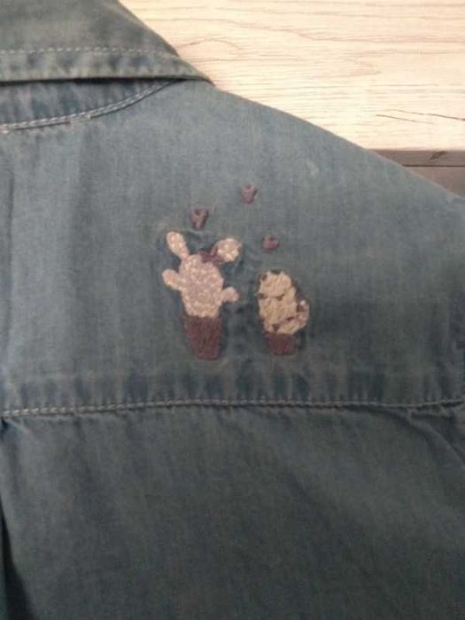 Koszula jeans z wyszywanymi elementami, dziewczęca, 164