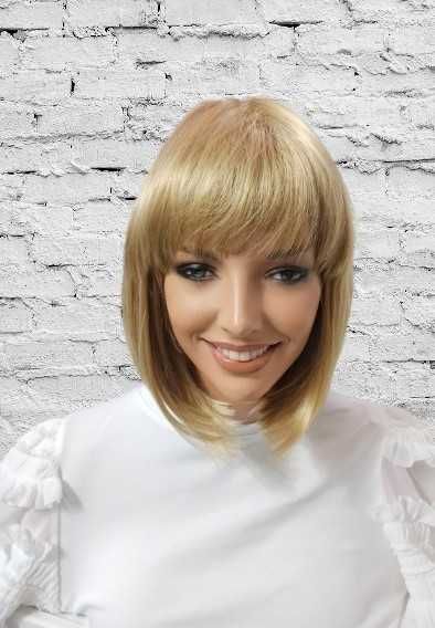 peruka krótka z grzywką , bob  mix złotych blondów -Nessaja