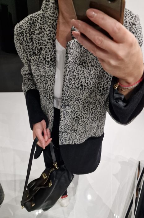 Płaszcz Religion oversize panterka 38 40 animal print welna