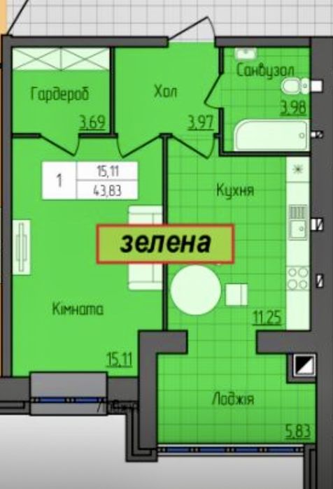 Продається 1кім квартира в ЖК GrandCityDombrovskyi