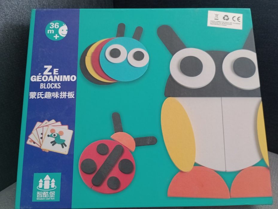 UKŁADANKA Montessori Drewniana PUZZLE Klocki DREWNIANE Mozaika Zwierzę