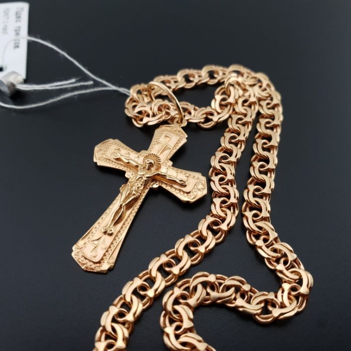 Комплект Серебряная цепочка и крестик позолота Ланцюжок хрестик