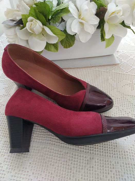 Sapatos bordeaux camurça e verniz, elegantes - Tam.38 - Calçado Portug
