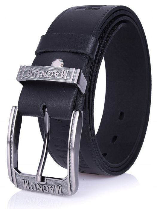 Skórzany Pasek Do Spodni Magnum 4cm Jeans Czarny