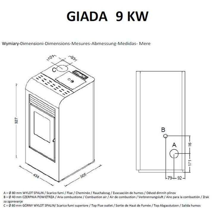 Piecyk na pellet EVA CALOR Giada 9 kW CZERWONY BIAŁY CZARNY (możliwość rat)