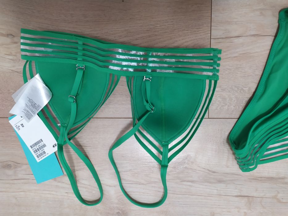 Piękny zielony nowy strój bikini, H&M, roz. 36, S