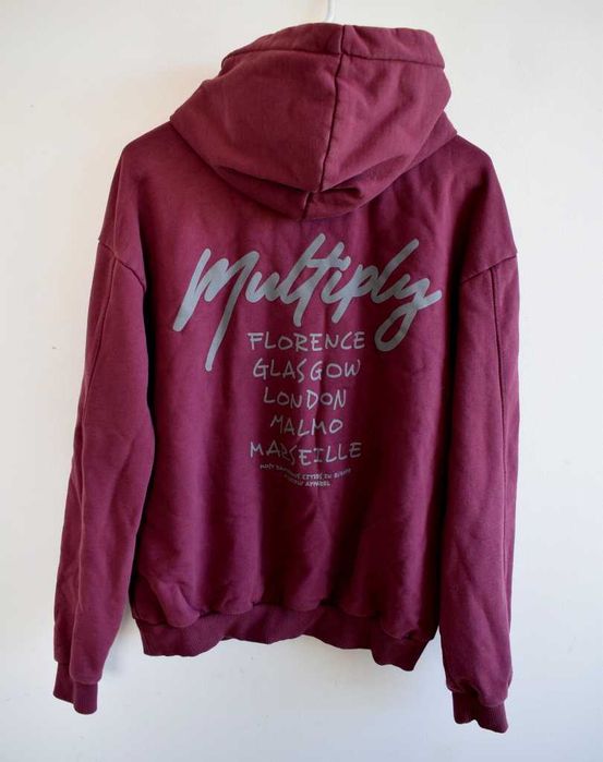 Multiply Apparel Bluza bordowa z kapturem unisex s m
