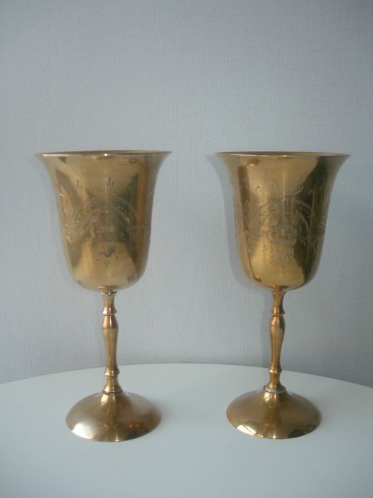 Бокалы, бронза, Англия, большие, 20 см, 2 шт