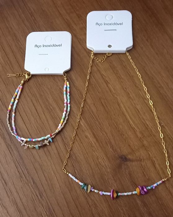 Conjunto de Fio em Aço + Pulseira dupla  em Aço  - Novos