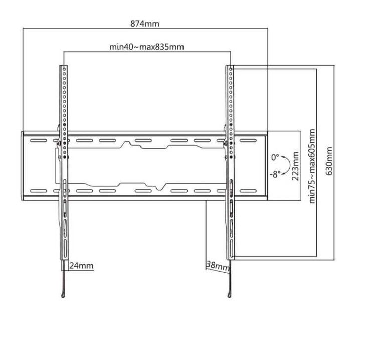 Suporte de parede inclinvel Aisens wt90t-233 para TV de 55-90"/at 50kg