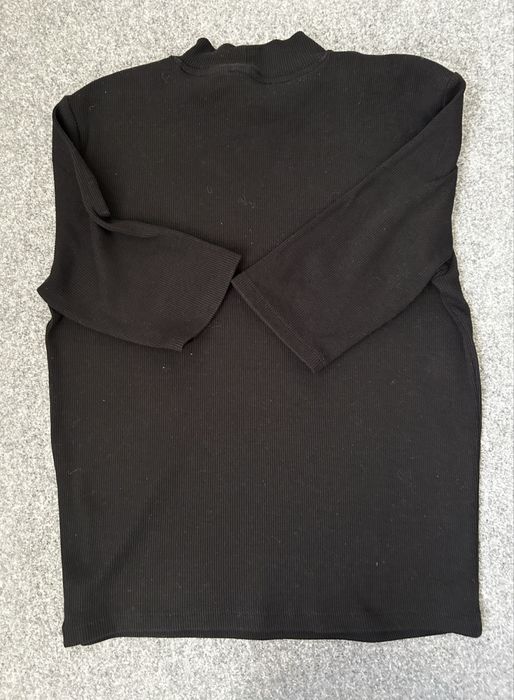 ZARA czarny top damski L półgolf krótki rękaw prążkowany #zara