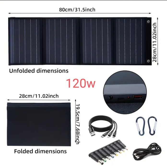 Портативная солнечная зарядная панель 2w/20w/65w/80w/120w Power bank