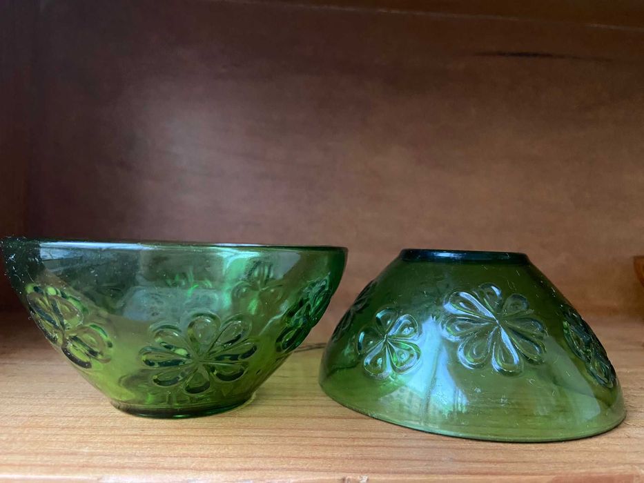 Taças de sobremesa vintage (2 âmbar + 2 verdes)