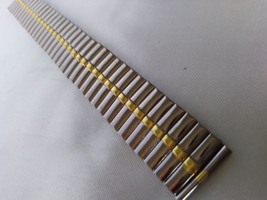 Браслет-Резинка 18 мм из нержавеющей стали комбинированный, двухцветны