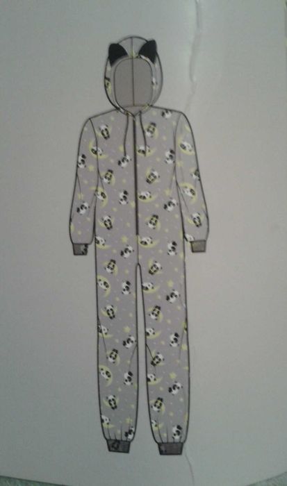 KOMBINEZON damski onesie z polaru w misie panda kaptur z uszkami S/M