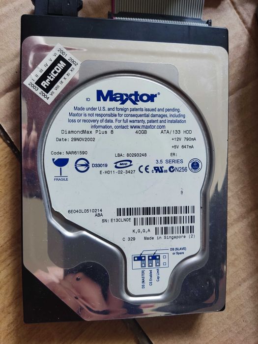 Retro PC Intel Core Duo + płyta Gigabyte + 2GB RAM OCZ Platinum + Maxtor 40GB + Nagrywarka ASUS