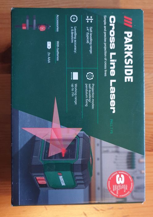 Poziomnica laserowa laser krzyżowy niwelator PARKSIDE