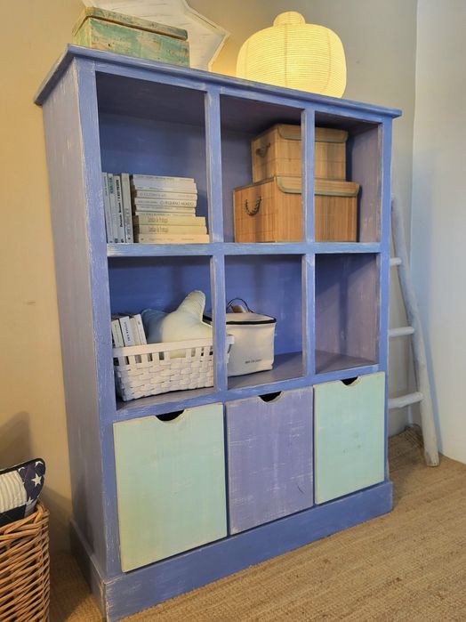 estante, armario, livreiro, prateleiras, decoração, rustico