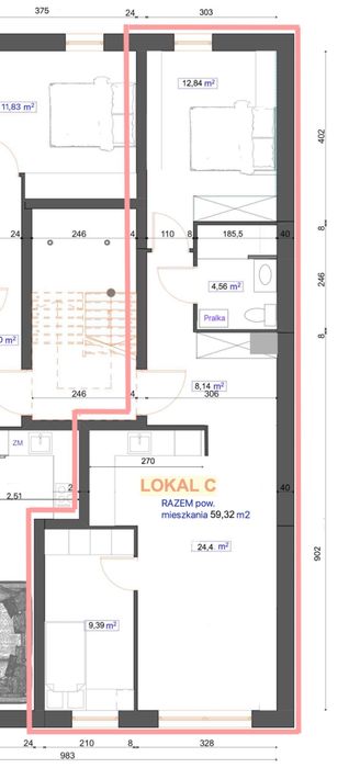 Mieszkanie 3 pokojowe 60m2 ulica Parkowa, Lubin