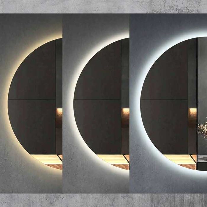 NOWE Lustro Podświetlane Łazienkowe Okrągłe LED 70cm Szlifowane 3w1