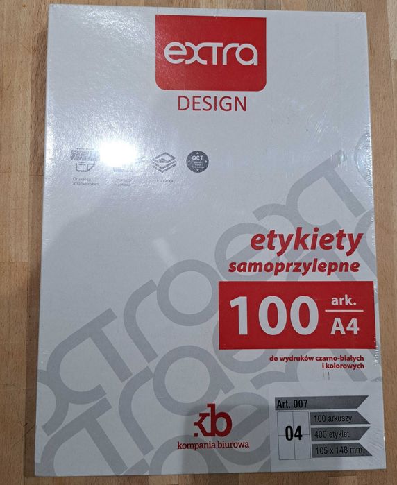Etykiety uniwersalne Kompania Biurowa A4 105mmx148mm białe 100ark.